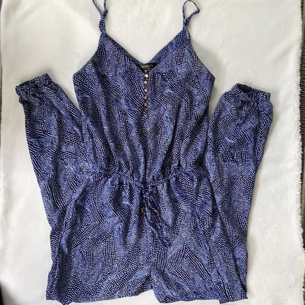 Blue and white Dynamite  printed jumpsuit xs